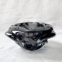 Load image into Gallery viewer, Vintage smokey amethyst hand blown art glass bowl or ashtray. Crafted by Josef Hospodka for Chribska Glassworks, Czechoslovakia, circa 1960s. It features a compact design and the hand blown technique created a stunning pattern on this unique ashtray. A great way to begin or add to your art glass collection! In excellent condition, no chips or cracks, polished bottom with minor wear. Measures 6 x 2 1/2 inches