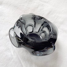 Load image into Gallery viewer, Vintage smokey amethyst hand blown art glass bowl or ashtray. Crafted by Josef Hospodka for Chribska Glassworks, Czechoslovakia, circa 1960s. It features a compact design and the hand blown technique created a stunning pattern on this unique ashtray. A great way to begin or add to your art glass collection! In excellent condition, no chips or cracks, polished bottom with minor wear. Measures 6 x 2 1/2 inches