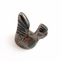Load image into Gallery viewer, Vintage miniature Tonala folk art pottery rooster bird figurine, hand painted in gray with a nicely detailed face in black and brown with the body in pink, black and green florals. Crafted in Mexico, 1960s. A sweet piece to add to your collection!
In excellent condition, no chips or cracks. Signed MEX.
Measures approximately 1 1/4 x 3/4 x 1 5/8 inches