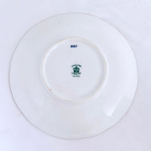 Load image into Gallery viewer, Antique bone china teacup and saucer with scalloped edge and decorated with hand painted pansies and roses with a blue graphic plant and rimmed with gold gilt. Produced by Coalport, England, circa 1900. In good condition, free from chips, cracks and repairs. Manufacturer's defect to the right of the handle at the rim. Pattern number 8252 and maker's marks are on the bottom of the teacup and maker's mark on the saucer. Teacup measures 4" x 2-1/8" | Saucer measures 5-3/4"