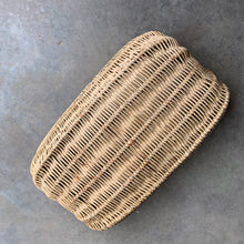 Load image into Gallery viewer, Vintage cast iron platform scale with wicker basket. Crafted by W.T. Avery Ltd., Birmingham, England, 1930s. The paint is chippy perfection and the basket is in great condition considering its age. This would have been used in a grocers, or as a baby scale. Would look amazing in any shabby chic or farmhouse decor filled with fruits, breads or a lovely dried floral arrangement. A one-of-a-kind display piece!
In as found vintage condition.
Measures 25 x 47 inches