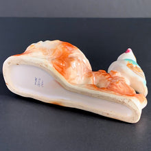 Load image into Gallery viewer, Vintage hand painted planter featuring an aqua and amber perched on a branch. Crafted in Japan, 1950s. A sweet decor piece for a small succulent, to hold toothpicks or matches.
In excellent condition, no chips. Marked Hand Painted Japan 1950s.
Measures 5 x 1 3/4 x 3 1/2 inches