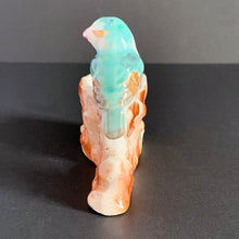 Load image into Gallery viewer, Vintage hand painted planter featuring an aqua and amber perched on a branch. Crafted in Japan, 1950s. A sweet decor piece for a small succulent, to hold toothpicks or matches.
In excellent condition, no chips. Marked Hand Painted Japan 1950s.
Measures 5 x 1 3/4 x 3 1/2 inches