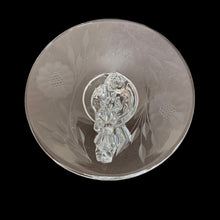 Load image into Gallery viewer, Pair of vintage cut Corn Flower glass clear single lite candlesticks on New Martinsville Glass Janice blanks. Crafted by WJ Hughes, Canada, 1926 - 1970. A lovely way to add sparkle and ambience to your decor.
In excellent condition, no chips.
Measures 5 x 5 1/2 inches