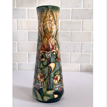 Load image into Gallery viewer, This beautiful "Prairie Summer" ewer pitcher or jug is reminiscent of a summer's day. Designed by Rachel Bishop in 2001 and hand painted over slip glaze on a yellow ground with shades of red, blue, yellow and white on shape JU3. Produced by Moorcroft Pottery, England. In excellent condition, no chips, cracks or repairs. In original box. Purchased directly from the Moorcroft Pottery shop in Stoke-on-Trent, England. Offer from our private collection. Measures 9-1/2"