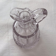 Load image into Gallery viewer, Jacks Daughter of All Trades Vintage Antique Mid-Century Kitsch Store Shop Reseller Etsy Shopify Toronto Canada Free Porch Pick Up Local Delivery Worldwide Shipping Judy Weinberg Unique Housewarming Gift Sustainable Gift Wedding Gift Home Decor Collectible Collector Gift Farmhouse Cottagecore Cottage Lodge Shabby Chic EAPG glass cruet pitcher Flint Glass USA early 19th century manganese glass