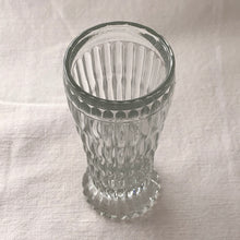 Load image into Gallery viewer, Jacks Daughter of All Trades Vintage Antique Mid-Century Kitsch Store Shop Reseller Etsy Shopify Toronto Canada Free Porch Pick Up Local Delivery Worldwide Shipping Judy Weinberg Unique Housewarming Gift Sustainable Gift Wedding Gift Home Decor Collectible Collector Gift Farmhouse Cottagecore Cottage Lodge Shabby Chic Industrial Flea Market Style clear ribbed 5oz footed juice glass tumbler Jeannette Glass 1920s bud vase  brush holder