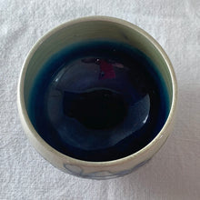 Load image into Gallery viewer, The sweetest pattern of "Spring Flowers" adorns this open sugar bowl. Hand crafted by Moorcroft Pottery, England, circa 1950s. In excellent condition, free from chips/cracks/repairs, with normal crazing for a piece of this age. Impressed with Walter Moorcroft's signature, "H.M. Potter To The Queen" and "Made in England" Measures 3 3/4 x 2 3/4 inches