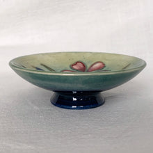 Load image into Gallery viewer, Vintage Mid-Century Moorcroft Art Deco Nouveau 1950 Mid century Pottery Spring Flowers Pin Dish Stoke-on-Trent England Hand Painted Slip Glaze Home Decor Dresser Vanity Ring Trinket Accessory Unique Housewarming Birthday Anniversary Wedding Gift Toronto Canada antique store shop community seller reseller vendor