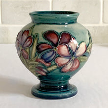 Load image into Gallery viewer, Vintage Mid-Century Mid Century 1950 Moorcroft Art Pottery Spring Flowers Miniature Vase, Stoke-on-Trent, England Nouveau Deco Ceramic Hand Painted slip glaze home decor floral flower bouquet arrangement unique housewarming wedding anniversary birthday mothers day gift Toronto Canada antique shop store community seller reseller vendor