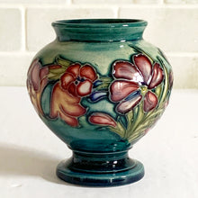 Load image into Gallery viewer, Vintage Mid-Century Mid Century 1950 Moorcroft Art Pottery Spring Flowers Miniature Vase, Stoke-on-Trent, England Nouveau Deco Ceramic Hand Painted slip glaze home decor floral flower bouquet arrangement unique housewarming wedding anniversary birthday mothers day gift Toronto Canada antique shop store community seller reseller vendor