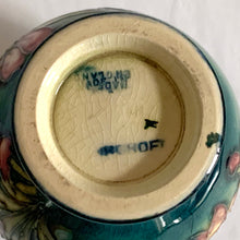 Load image into Gallery viewer, Vintage Mid-Century Mid Century 1950 Moorcroft Art Pottery Spring Flowers Miniature Vase, Stoke-on-Trent, England Nouveau Deco Ceramic Hand Painted slip glaze home decor floral flower bouquet arrangement unique housewarming wedding anniversary birthday mothers day gift Toronto Canada antique shop store community seller reseller vendor