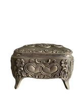 Load image into Gallery viewer, Vintage Heart Trinket Box — Ornate Cast Metal with Red Velvet Lining, Japan
