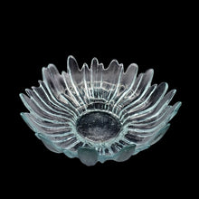Load image into Gallery viewer, Angled front view of vintage mid mod clear "Alaska" art glass console bowl. Pukeberg Glass, Sweden. 13x5 inches
