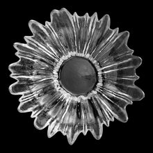 Load image into Gallery viewer, Overhead view of vintage mid mod clear "Alaska" art glass console bowl. Pukeberg Glass, Sweden. 13x5 inches
