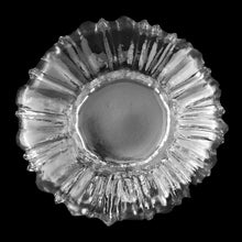 Load image into Gallery viewer, Bottom view of vintage mid mod clear "Alaska" art glass console bowl. Pukeberg Glass, Sweden. 13x5 inches
