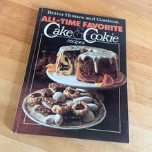 Load image into Gallery viewer, Better Homes and Gardens is known for its fabulous cookbooks. This hardcover cookbook focuses on All-Time Favourite Cake &amp; Cookie Recipes. Its 96 pages are filled with amazing  recipes along with many colour photographs. Originally published by Meredith Corporation, USA, 1980. This is the first edition printing.   In great vintage condition with normal age-related yellowing.   
