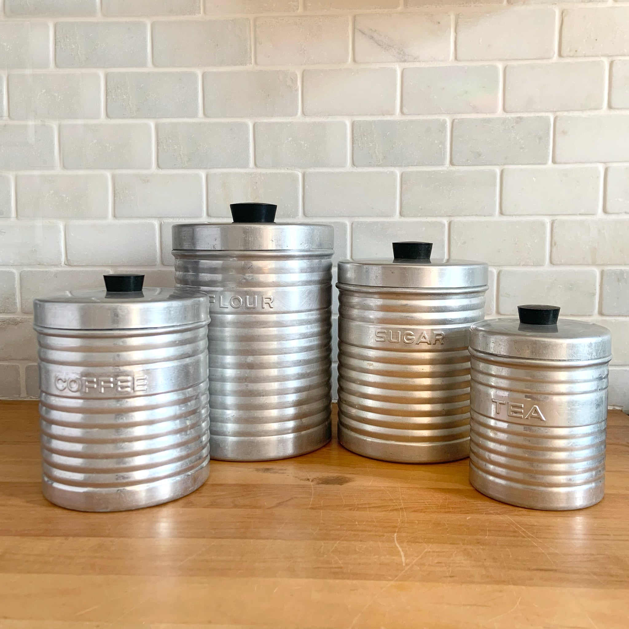 nasco Italy ヴィンテージ アルミ キャニスター セット 缶