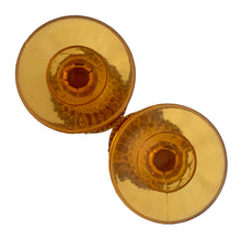 Load image into Gallery viewer, Base and stem detail of vintage Indiana Glass Diamond Point amber water goblet, USA 1965–80s
