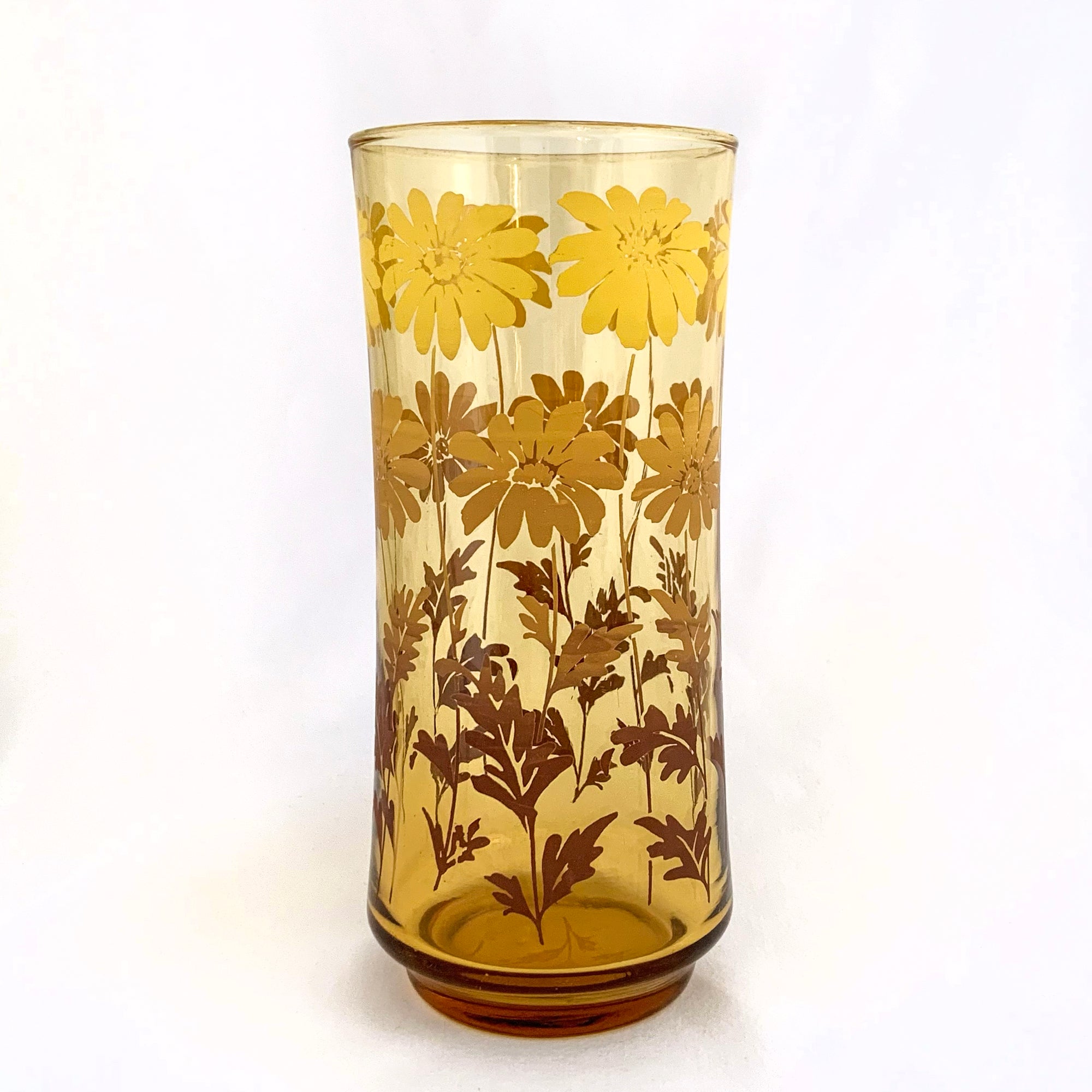 Vintage Amber Glass Cooler Ombre Brown Yellow Daisy, Libbey Glass, USA –  Jack's Daughter of All Trades