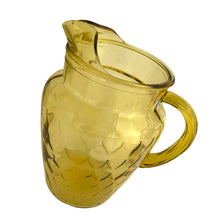 Load image into Gallery viewer, Vintage amber honeycomb patterned glass beverage pitcher with convenient ice lip (AHC111). Crafted by Anchor Hocking, USA, circa 1970s. Perfect for serving your favourite beverage!  In excellent condition, free from chips.  Measures 5 1/2 x 9 inches  Capacity 86 ounces
