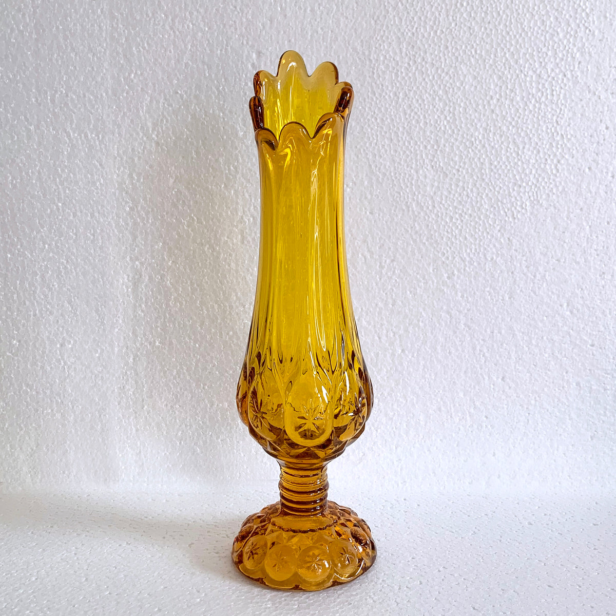 Vintage Mid-Century Amber Moon and Stars Swung Art Glass Vase, Kanawha ...