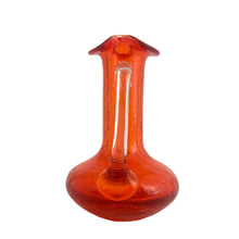 Load image into Gallery viewer, Vintage miniature hand blown amberina crackle art glass pitcher with clear applied handle. Crafted by Pilgrim Glass, circa 1960s. A great piece to start or add to your art glass collection!

In excellent condition, free from chips/cracks/repairs.

Measures 2 3/4 x 4 3/8 inches
