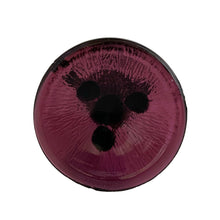 Load image into Gallery viewer, Underside of Diamond Glass amethyst Twigs swung bud vase showing radially-textured disc base and three applied twig foot attachment points
