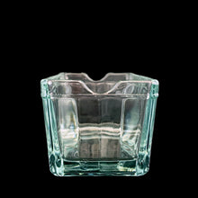 Load image into Gallery viewer, End view of Anchor Hocking glass sugar packet tray showing indented ends for easy packet removal
