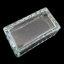 Load image into Gallery viewer, Bottom marking on Anchor Hocking sugar packet tray showing USA and number 15, authentic 1950s glassware
