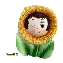 Load image into Gallery viewer, Jacks Daughter of All Trades Vintage Mid-Century Kitsch Store Shop Reseller Etsy Shopify Toronto Canada Free Porch Pick Up Local Delivery Worldwide Shipping Judy Weinberg Unique Gift Home Decor Collectible Collector Farmhouse Cottage Core Shabby Chic Ceramic Sunflower Face Wall Pocket Planter Kitsch Kitschy PY Japan Wall Decor
