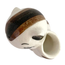 Load image into Gallery viewer, Overhead view of vintage ceramic chipmunk vase face and acorn detail, showing hand-painted features and earthy glaze tones
