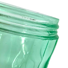 Load image into Gallery viewer, Jacks Daughter of All Trades Vintage Antique Mid-Century Kitsch Store Shop Reseller Etsy Shopify Toronto Canada Free Porch Pick Up Local Delivery Worldwide Shipping Judy Weinberg Unique Housewarming Gift Sustainable Gift Gift Home Decor Collectible Collector Gift Farmhouse Cottagecore Cottage Lodge Shabby Chic RARE uranium green depression glass sugar dispenser with chrome lid Paden City Glass 1915 Lid by Elite Works Brass  glows under black light glass collector tableware
