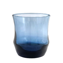 Load image into Gallery viewer, Vintage smokey blue &quot;Apollo&quot; flat glass tumbler. Produced by the Libbey Glass Company, USA, circa 1972. Add the sultry colour and the unique shape of these glasses to your glassware collection!  In excellent condition, free from chips.  Measures 3 x 3 1/8 inches  Capacity 6 ounces

