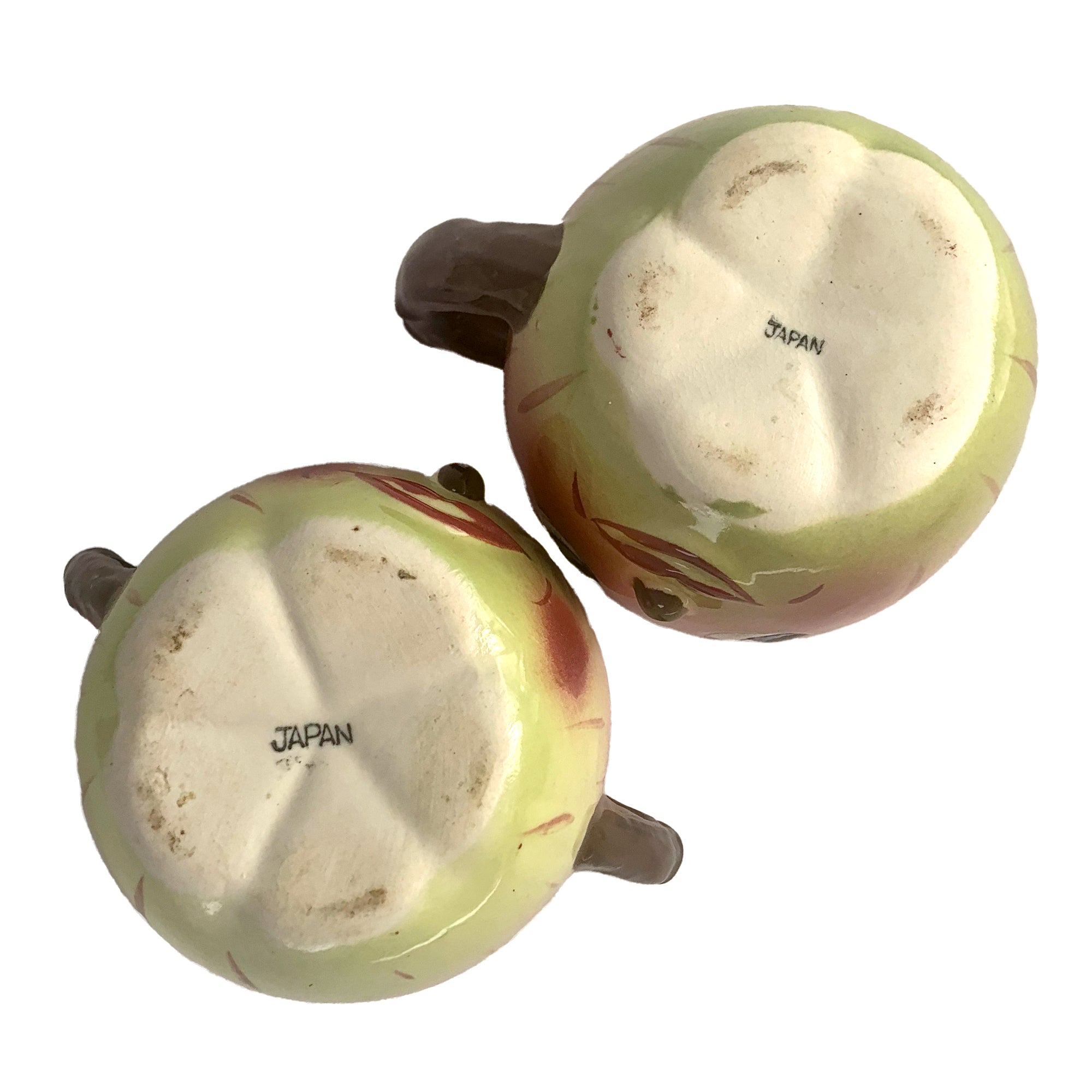 Vintage Anthropomorphic Apple Heads Creamer and Sugar, PY, Japan