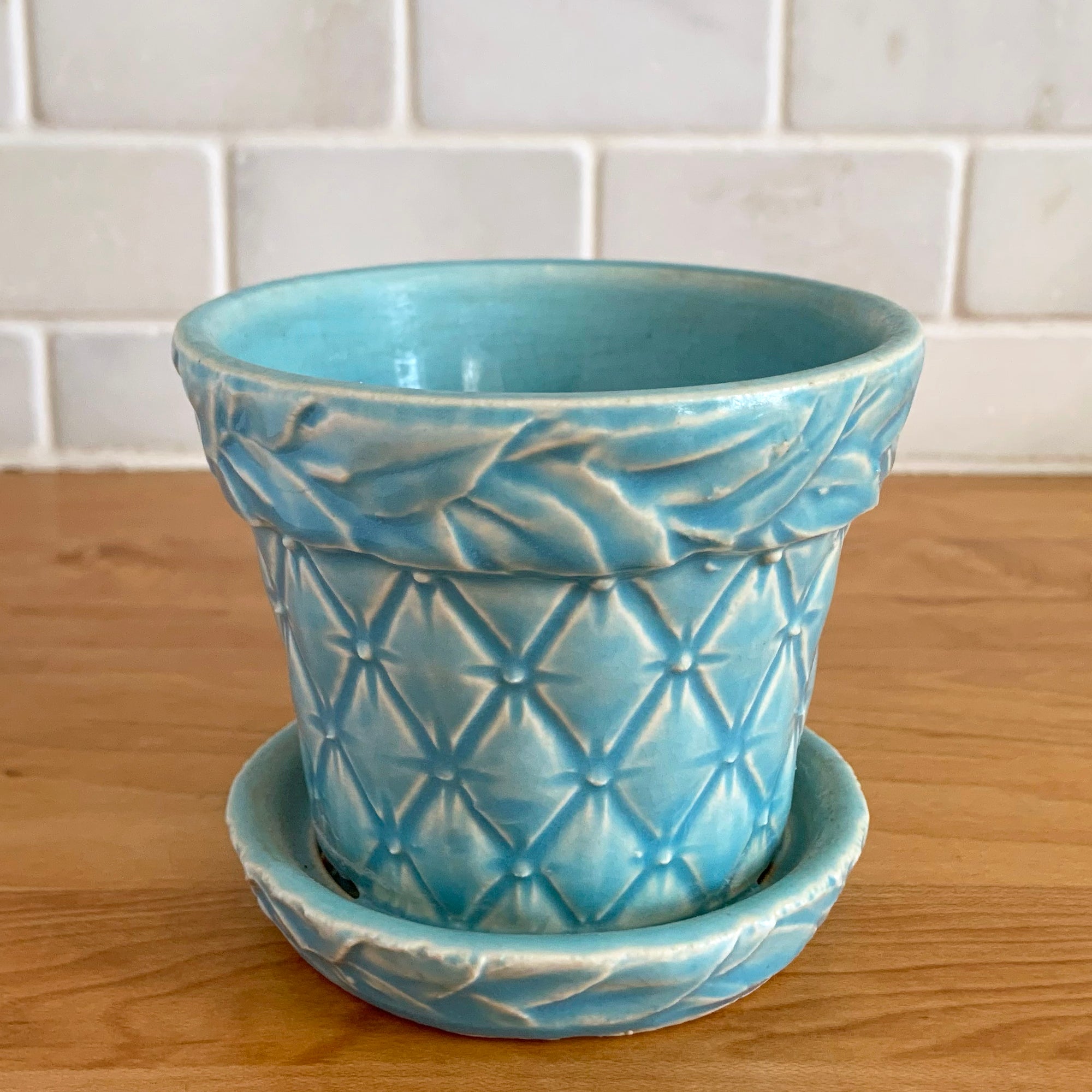 mccoy plant pots Vintage Blue Tierra Cushion Quilted Planter Underplate, McCoy Pottery – Jack's Daughter of All Trades