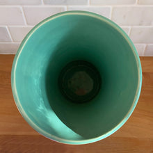 Load image into Gallery viewer, Vintage Glossy Aqua Ribbed Base Trumpet Vase, McCoy Pottery, USA
