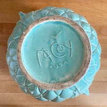Load image into Gallery viewer, Jacks Daughter of All Trades Vintage Antique Mid-Century Kitsch Store Shop Reseller Etsy Shopify Toronto Canada Free Porch Pick Up Local Delivery Worldwide Shipping Judy Weinberg Unique Housewarming Gift Sustainable Gift Wedding Gift Home Decor Collectible Collector Gift Farmhouse Cottagecore Cottage Lodge Shabby Chic Industrial Hollywood Regency Art Deco Art Nouveau aqua Tierra Cushion jardiniere planter pot diamond quilted McCoy Pottery  1950s art pottery container garden lover
