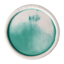 Load image into Gallery viewer, Bottom of vintage wave ceramic planter showing artisan craftsmanship and reactive glaze finish
