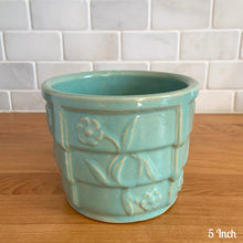 Load image into Gallery viewer, Vintage Aqua Blue Flower Art Pottery Jardiniere Planter 1631, Robinson Ransbottom, USA
