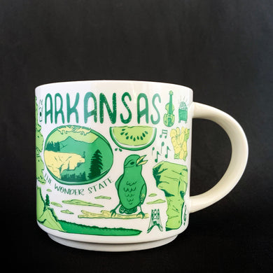 Perfect for your morning cuppa joe! This fabulous collectible Arkansas mug was produced by Starbucks as part of their 