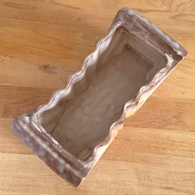 Load image into Gallery viewer, Unique vintage Art Deco Bauhaus geometric ceramic planter finished with tan and yellow drip glaze, shape #203. Crafted by Shorter &amp; Son, England, 1920/30s.

In excellent condition, no chips/cracks/repairs.

Measures 7 1/8 x 3 1/2 x 3 1/8 inches
