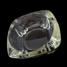 Load image into Gallery viewer, Vintage mid-century art deco style clear pressed glass square patio ashtray with stylized foot. Produced by Duncan Miller.  In excellent condition, free from chips/cracks.  Measures approximately 3 1/2 x 1 1/4 inches
