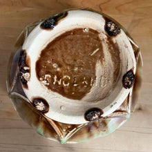 Load image into Gallery viewer, Jacks Daughter of All Trades Vintage Antique Mid-Century Modern Store Shop Reseller Etsy Shopify Toronto Canada Free Porch Pick Up Local Delivery Worldwide Shipping Judy Weinberg Unique Housewarming Wedding Sustainable Home Decor Collectible Collector Gift Farmhouse Cottagecore Cottage Grannycore Shabby Chic Art Nouveau green drip glazed majolica ceramic jardiniere planter floral pattern scalloped edge WF Needham England c1900s. garden plants
