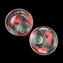 Load image into Gallery viewer, Pair of vintage mid century era pink and gold Atomic Dots cocktail glass tumblers. Crafted by Federal Glass, USA, circa 1950s. These hard-to-find tumblers are spectacular with their effervescent rising bubbles. They are sure to be the stars of your bar cart...cheers!

In great vintage condition, no chips, very minor age related wear to the gold.

Measures 2 3/4 x 5 1/2 inches

Capacity 14 ounces
