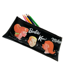 Load image into Gallery viewer, Vintage Barbie® Ken® Midge® Black Vinyl Zippered Pencil Case 1965, Mattel, USA
