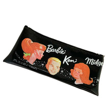 Load image into Gallery viewer, Vintage Barbie® Ken® Midge® Black Vinyl Zippered Pencil Case 1965, Mattel, USA
