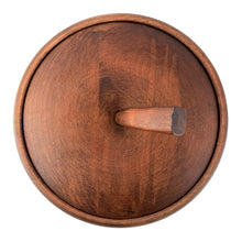 Load image into Gallery viewer, Top view of Baribocraft apple ice bucket showing white plastic Mapac Canada liner and opening, 1960s figural barware
