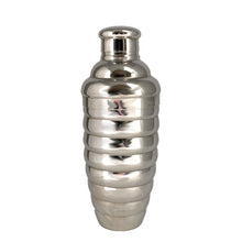 Load image into Gallery viewer, Vintage beehive horizontally ribbed chrome stainless steel cocktail shaker. Perfect for mixing up yummy cocktails!

In excellent condition.

Measures 3 1/4 x 8 3/4 inches
