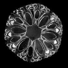 Load image into Gallery viewer, Stunning hand crafted BelMondo glass trivet with a tree-like root structure design. Intended to be used as a trivet or warmer in conjunction with a tealight to keep a pot warm. May be used to keep beverages or foods warm. Crafted by Glasdesign George Schütte, West Germany, circa 1980s. An impressive piece of textured glass that refracts light like magic!  In excellent condition, free from chips/wear.  Measures 2 1/2 x 6 inches
